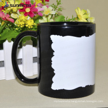 Sunmeta 11oz black sublimation mug with white slate patch